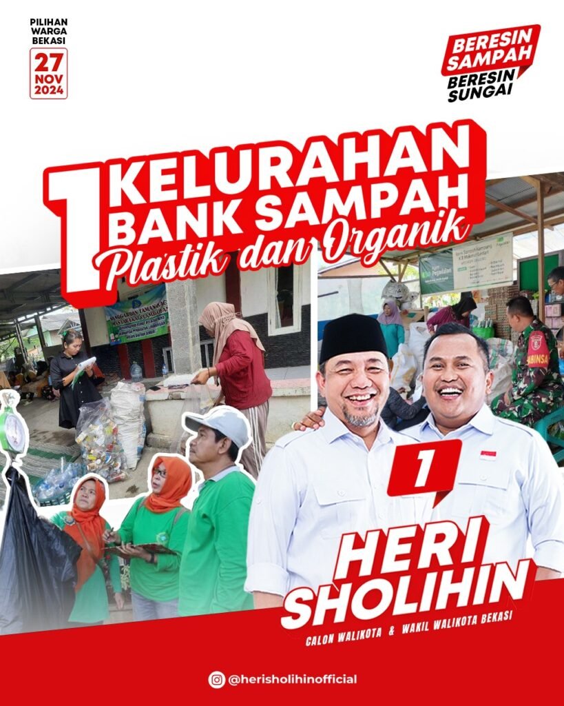 Foto pasangan Heri Koswara dan Sholihin menjelaskan program bank sampah kepada warga Bekasi.
